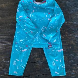 Patagonia Kids Matching Set - Blue with Pink Accents